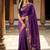 Purple silk blend saree with silver zari horse motif