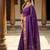 Purple silk blend saree with silver zari horse motif