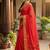 Red silk blend saree with silver zari horse motif