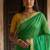 Green cotton silk blend saree with contrasting border