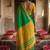 Green cotton silk blend saree with contrasting border
