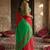 Red cotton linen blend saree with contrasting border