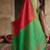 Red cotton linen blend saree with contrasting border