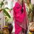 Rani pink soft banarasi silk blend saree with contrast blouse piece