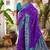 Violet soft banarasi silk blend saree with contrast blouse piece