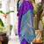 Violet soft banarasi silk blend saree with contrast blouse piece