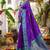 Violet soft banarasi silk blend saree with contrast blouse piece