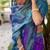 Violet soft banarasi silk blend saree with contrast blouse piece