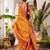 Mustard soft banarasi silk blend saree with contrast blouse piece
