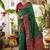 Green soft banarasi silk blend saree with contrast blouse piece