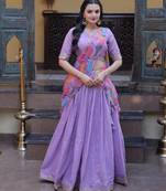 Lavender silk blend Lehenga Choli with Zari Embroidery & Sequin Work
