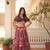 Maroon silk blend Free Size Stitched Lehenga Choli with Foil Embroidery & Printed Work
