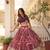 Maroon silk blend Free Size Stitched Lehenga Choli with Foil Embroidery & Printed Work
