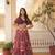 Maroon silk blend Free Size Stitched Lehenga Choli with Foil Embroidery & Printed Work