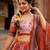 Orange silk blend Lehenga Choli with Embroidery & Printed Work