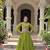 Green Laheriya Free Size Stitched Navratri Lehenga Choli with Gota Patti & Mirro Work