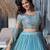 Sky-Blue silk blend Lehenga Choli with Multi Thread Embroidery Work