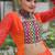 Orange Bandhani Free Size Stitched Navratri Lehenga Choli with Kutchi Gamthi Patche work