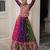 Multicolor Georgette Free Size Stitched Navratri Lehenga Choli with Kutchi Gamthi Work