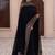Black natural crepe silk suit set with embroidery & moti work