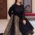 Black natural crepe silk suit set with embroidery & moti work