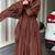 Brown roman silk designer gown set with heavy embroidery