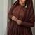 Brown roman silk designer gown set with heavy embroidery