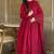 Red roman silk designer gown set with heavy embroidery