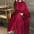 Red roman silk designer gown set with heavy embroidery