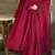Red roman silk designer gown set with heavy embroidery