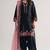 Black roman glass silk farshi suit with sequins & rivet moti