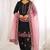 Black roman glass silk farshi suit with sequins & rivet moti