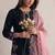 Black roman glass silk farshi suit with sequins & rivet moti