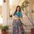 Blue Silk Free Size Stitched Lehenga Choli with Foil Embroidery & Printed Work