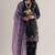 Black roman glass silk farshi suit with sequins & rivet moti