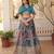 Blue Silk Free Size Stitched Lehenga Choli with Foil Embroidery & Printed Work