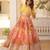 Orange silk blend Free Size Stitched Lehenga Choli with Foil Embroidery & Printed Work