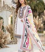White heavy natural silk palazzo set with embroidery & digital dupatta
