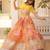Orange silk blend Free Size Stitched Lehenga Choli with Foil Embroidery & Printed Work