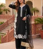 Black heavy natural silk palazzo set with pearl moti hand work