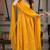 Yellow chanderi jacquard anarkali suit with mirror work