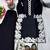 Black heavy natural silk palazzo set with pearl moti hand work