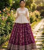 Dark-Green Silk Readymade Stitched Lehenga Choli with Embroidery & Zari Work