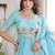 Sky-Blue silk blend Free Size Stitched Lehenga Choli with Embroidery & Zari Work