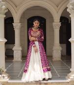 Purple Cotton Free Size Stitched Navratri Lehenga Choli with Bandhani & Kutchi Patch Work