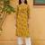 Women rayon yellow floral digital printed regular kurta