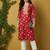 Women rayon red floral digital printed regular kurta