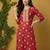 Women rayon red floral digital printed regular kurta