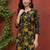 Women rayon black floral digital printed regular kurta
