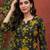 Women rayon black floral digital printed regular kurta